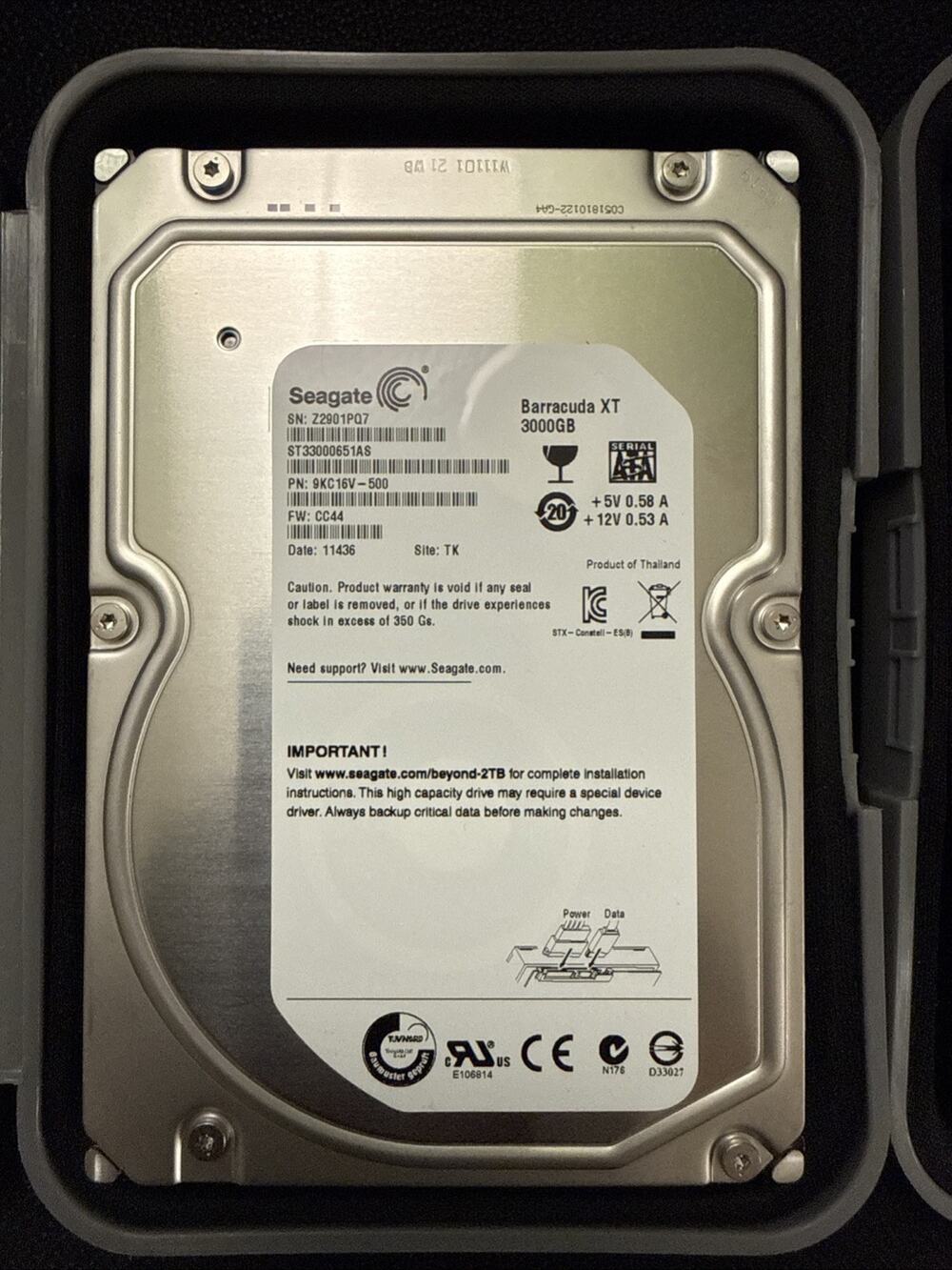 Seagate Barracuda XT 3TB HDD ST33000651AS 3.5 Inch 7200 RPM